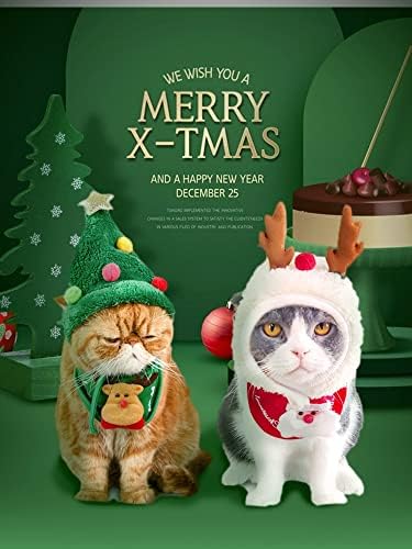 2 ב 1 כלב חג המולד תלבושת כלב חתול חג המולד עץ תלבושות מצחיק איל סנטה איש תלבושות, חג המולד כובע + חג המולד בנדנה