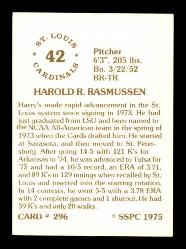 אריק הארי רסמוסן עם חתימה משנת 1975 כרטיס SSPC 296 סנט לואיס קרדינלס SKU 204684 - כרטיסי חתימה של בלחיית בייסבול