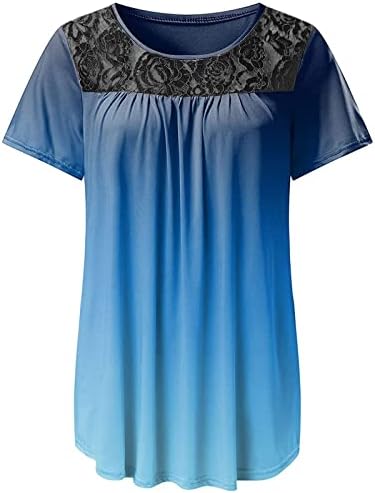 חולצת חולצה בקיץ סתיו לנשים שרוול קצר צוות שרוול תחרה תחרה כותנה גרפית עניבה מימי הביניים של ימי הביניים צבע חולצת