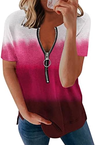 נשים כותנה ארוך שרוול חולצות נשים אופנה מזדמן למעלה חולצה הדפסת טוניקת צווארון רוכסן רופף למעלה חולצה עבור
