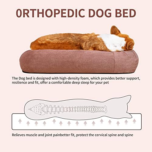 מיטת כלבים של יוקי לכלבים בינוניים קטנים - מיטת כלבים אורטופדית עם כיסוי אטום למים, מיטת חיית מחמד בלוסטר