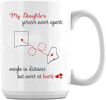 אמא יום מתנה לבת ספלי ניו מקסיקו מיין הבת שלי לנצח לא בנפרד אולי במרחק אבל לא בלב ייחודי אמא של יום מצחיק קפה ספל 15 עוז לבן