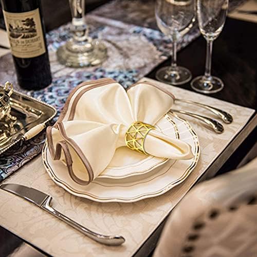 סט טבעות מפיות חלול, 12 חלקים מחזיק מפית זהב טבעות אבזם סרוויטה מעודן מחזיק מפית מתכת למסיבות חתונה עיצוב שולחן אוכל