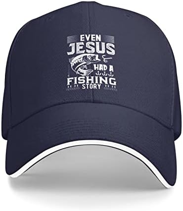 כובע כובע של אוהבי דיג של QVXHKP אפילו ישוע היה בעל כובע סיפור דגים לגברים כובעי בייסבול כובעים גרפיים
