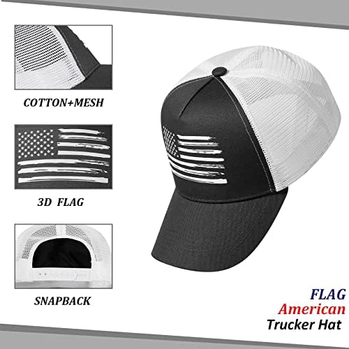 כובע בייסבול Vionlan כובע דגל אמריקאי כובע משאיות לגברים נשים תלת מימד לוגו מובלט כובע Snapback רשת חיצונית מתכווננת