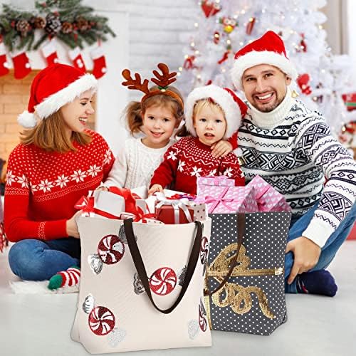 לסמו חג המולד לשאת שקיות, בד לשימוש חוזר מכולת שקיות, גדול סוכריות מתנת שקיות, עבור נשים ילדי חיצוני סופרמרקט קניות,