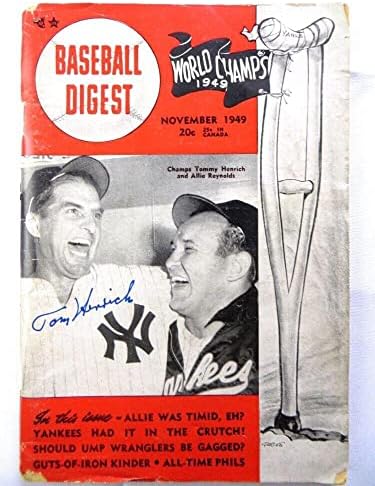 טומי הנריך חתם על מגזין חתימה בייסבול דייג 'סט 1949 יאנקיס ג' יי. אס. איי אג39537-מגזינים עם חתימה של ליגת הבייסבול