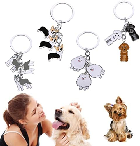 שרשרת מפתח כלבים חמודה טבעת מפתח כלב מקסים טבעת DIY חיות מחמד מחזיקי מפתחות תליון מחמד טבעת טבעת מפתח ליום הולדת