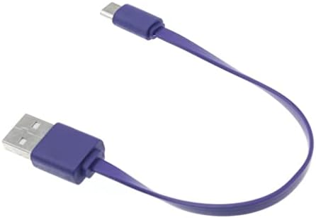 כבל USB קצר MicroUSB סגול חוט כבל מטען חוט כוח שטוח תואם ל- ZTE Grand S Pro - Grand X - Grand X Max - Grand X Max Plus