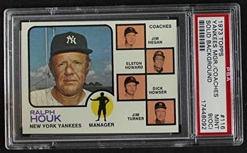 1973 Topps 116 Org Yankees Leaders Ralph Houk/Jim Hegan/Elston Howard/Dick Howser/Jim Turner New York Yankees PSA
