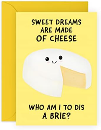 מרכז 23 כרטיסי יום הולדת מצחיקים לגברים ונשים - כרטיסים מצחיקים - הומור משחקי אוכל - 'חלומות מתוקים עשויים גבינה' - כרטיס יום