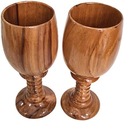 עץ גביע שתיית אוכל כוס מתנה אוסף יין גביע זוג כלי שתייה בציר סגנון בעבודת יד עץ יין זכוכית קלייה
