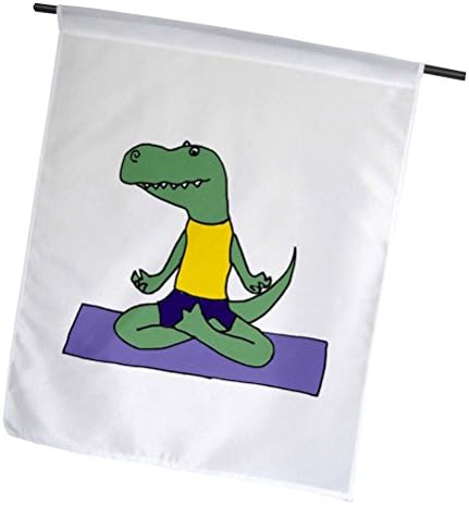 3 דרוז דינוזאור ירוק מצחיק עושה יוגה - דגל גן, 12 על 18