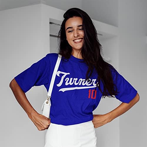 טרנר 10 בייסבול חולצה ג 'רזי נגן מספר בציר רטרו לוס אנג' לס סגנון קלאסי דריי-כוח יוניסקס למבוגרים כושר תוצרת ארהב