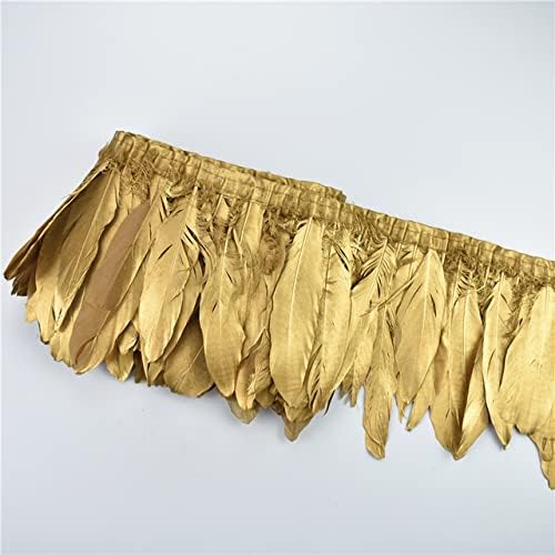 זמיחלה-2 מטרים חבילה זהב כסף טבל אווז נוצות על קלטת לחיתוך סרט נוצת שוליים לקצץ בגדי חתונה קישוט נוצות דקור