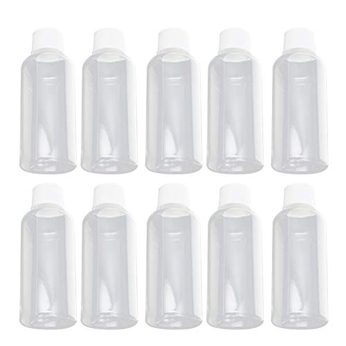 בטומשין 10 יחידות 60 מ ל בקבוקי פלסטיק עם כובעים, פה קטן בקבוק פלסטיק מעבדה מגיב בקבוק איטום מיכל אחסון, לבן שקוף