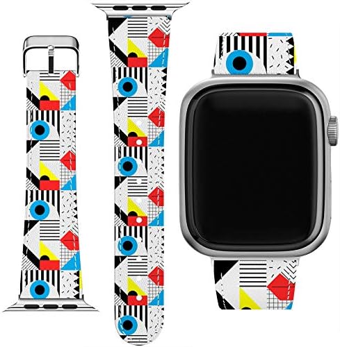 להקת שורש כף היד Cavka תואמת לסדרת Apple Watch 7/6/5/4/3/2/1/SE & תואמת טלפון תבנית טלפון קווי עור PU דמויות צבעוניות