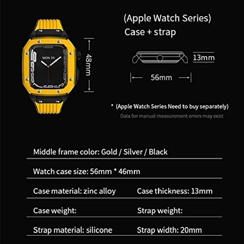CNHKAU סגסוגת שעון רצועת רצועת רצועת פס Apple Watch 8 7 6 5 4 SE 45 ממ 44 ממ 42 ממ מתכת יוקרה גומי מתכת גומי נירוסטה שעון