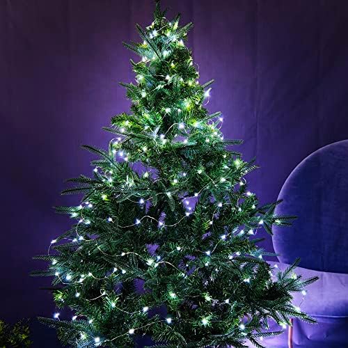 אורות פיות לבנים מגניבים באורך 400 רגל תקע אורות מחרוזת חוט כסף 1200 לד 8 מצבים לחתונה קישוט גן מרפסת פטיו עץ חג המולד חיצוני