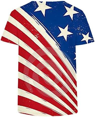 אמריקאי דגל חולצות לנשים קצר שרוול 4 ביולי חולצה קיץ עגול-צוואר חולצה מודפס קצר שרוול חולצות