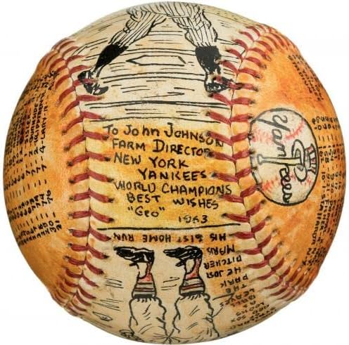 רוג'ר מאריס 61 ריצה ביתית ג'ורג 'סוסנאק צייר ביד אמנות עממית בייסבול 1/1 חתום - Artoggled MLB Art