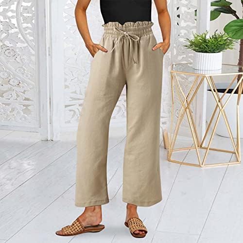 מכנסי מסלול מיאשואי מכנסיים לרגל רחבה מכנסיים מותניים גבוהים שרוך רגל רחבה מכנסי קרסול רופפים לנשים עבודה מזדמנת
