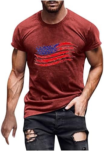 תלבושות 4 ביולי לגברים שרוול קצר צווארון צווארון רופף חולצה 3D ארהב דגל הדפסת חולצה פטריוטית קיץ טייז מזדמן