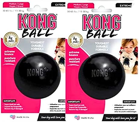 צעצוע כלב כדור קיצוני קונג - בינוני/גדול, שחור x 2
