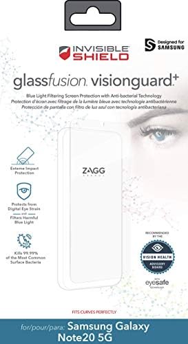 מגן בלתי נראה זכוכית היתוך חזות-אקסטרים היברידי זכוכית הגנה + מזיקים כחול אור מסנן-מסך מגן-עשה עבור סמסונג הערה 20-ברור ,