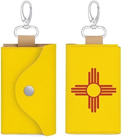 מפת ניו מקסיקו עם מארז עור דגל מקשים מפתח ניידים מחזיק כרטיסים תיקים עם ווים מפתח לגברים נשים