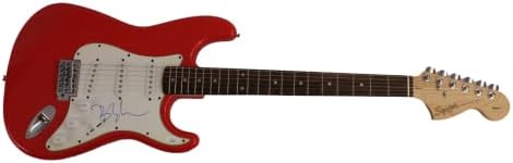 בארי מנילו חתם על חתימה בגודל מלא מכונית מירוץ אדום פנדר סטראטוקסטר גיטרה חשמלית עם ג 'יימס ספנס ג' יי. אס.