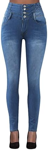 גבירותיי ג 'ינס ג' ינס סקסי רוכסן גבוהה מותן טמפרמנט דק בכושר ארבעה-כפתור נשים של נשים של ג ' ינס נשים גבוהה