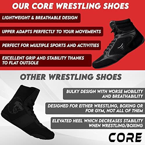 נעלי היאבקות ליבה מחצלת ACE - נעלי אגרוף של אומנויות לחימה קלות - נעליים הרמת משקולות למלחמת הרמה - לגברים ולנשים