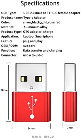 מתאם גלי תיבה התואם ל- Behringer T-Buds-USB-A עד C PortChanger, USB Type-C OTG USB-A המרת נתוני טעינה עבור Behringer