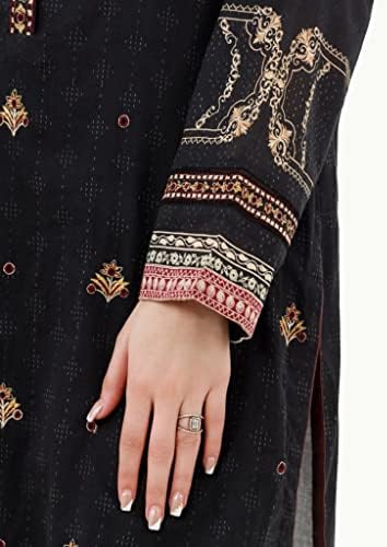 עדנרוב נשים תפורות קמיז הודי פקיסטני עם דופאטה, נשים מוכנות ללבוש קמיז שלוואר - חליפה אתנית 3 יח' - ד