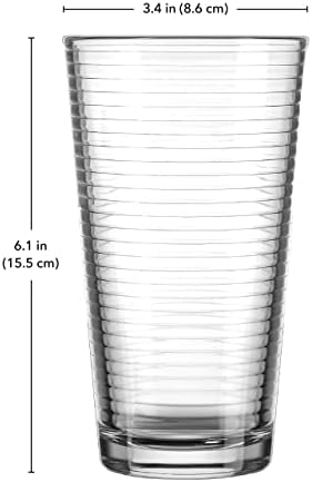 כוסות קירור של גלבר 17 אונקיות, סט של 4 כוסות הייבול מצולעים לקוקטייל, מים, מיץ, יין, כל יום וסט כלי זכוכית אלגנטי