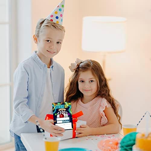RLCNOT כרטיסי הזמנות ליום הולדת עם מעטפות סט של 20 - באולינג בואו נכה הזמנות למסיבת יום הולדת לילדים, בנים או בנות, חגיגת