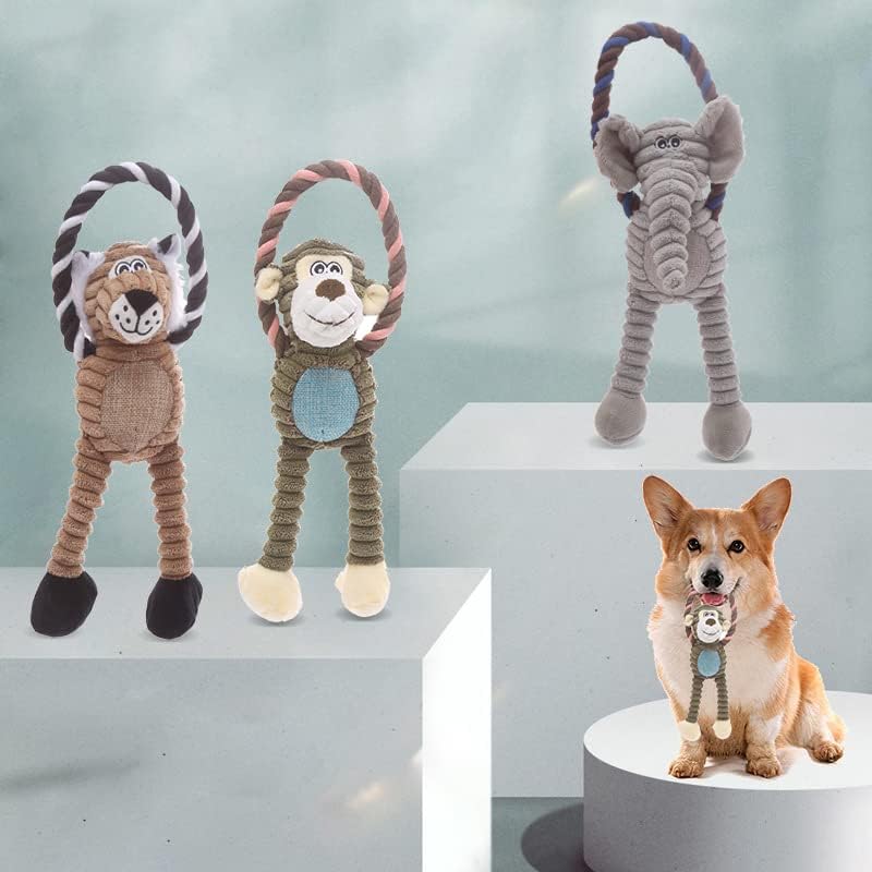 צעצועי כלב לעיסת צעצועים קטיפה צעצועים לבקיעת שיניים של גורים, מבדר לחיות מחמד ואילוף צעצועי כלבים אינטראקטיביים לגזעים