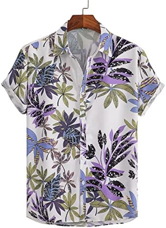 קיץ חולצות גדולות לגברים מקרית גברים של דש רופף הדפסת צבע ניגודיות קצר שרוול שרוול כפתור מתאים