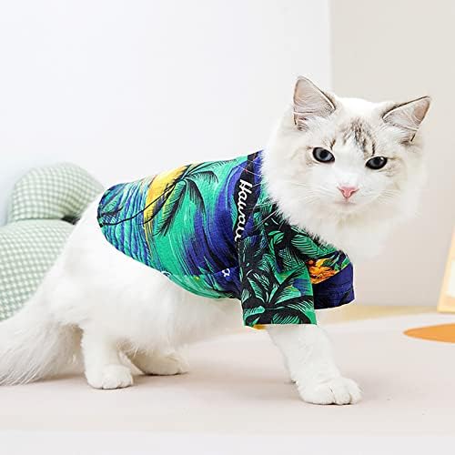 בגדי חיות מחמד לכלבים קטנים חולצות טיול חולצות סגנון פרחוני חולצת חתול הוואי מודפסות חולצות טירטין נושמות סווטשירט