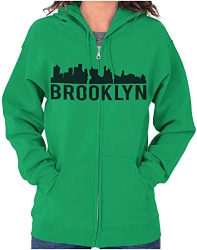 Brisco Brands Brooklyn NYC Skyline New York City NY Zip Up Hoodie Mens Womens