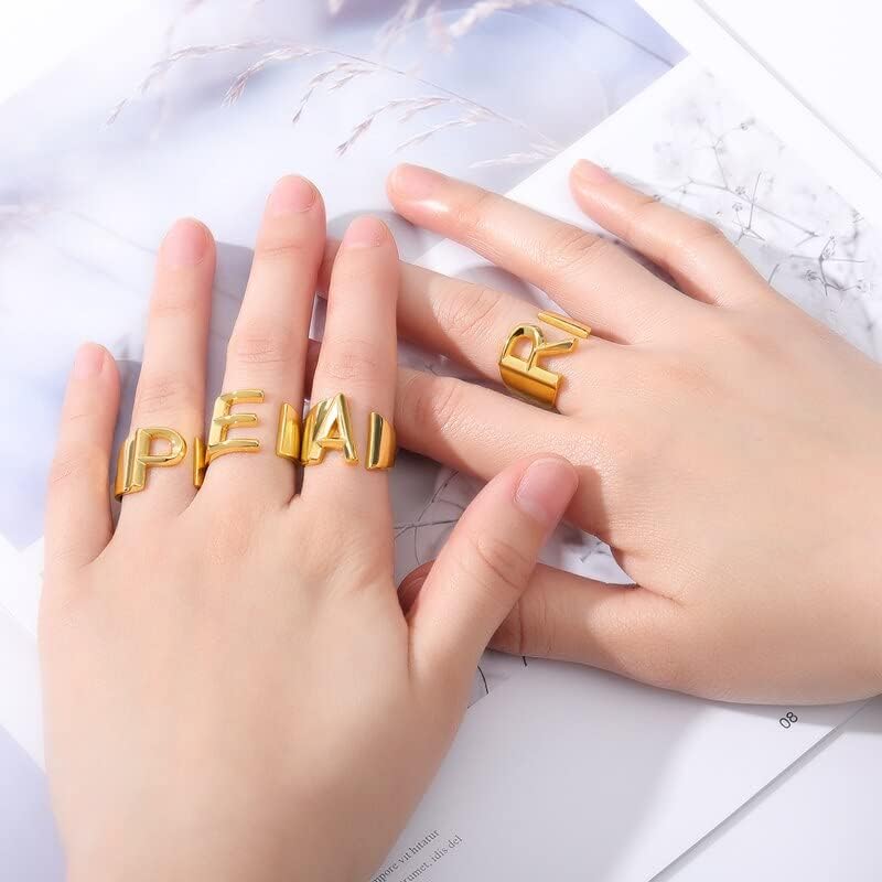 3 חנות זהב מלא אנגלית מכתב א-ת טבעות פתוח ראשוני אלפבית טבעת חברים הטוב ביותר מתכוונן נשי מסיבת תכשיטי-זהב-צבע-לשינוי