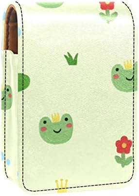 מיני איפור תיק עם מראה, מצמד ארנק מעוור שפתון מקרה, קריקטורה יפה בעלי החיים צפרדע בריכת פרח