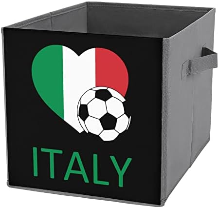 אהבה איטליה כדורגל פחי אחסון מתקפלים יסודות קוביות אחסון בדים קופסאות מארגנים עם ידיות