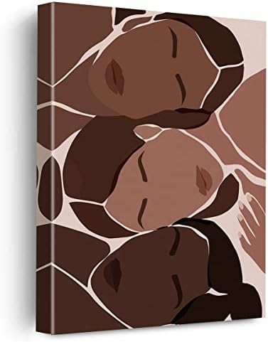 Evxid African American Canvas Poster ציור אמנות קיר, נשים שחורות בנות תמונה יצירות אמנות הדפס ממוסגר מוכן לתלייה לעיצוב