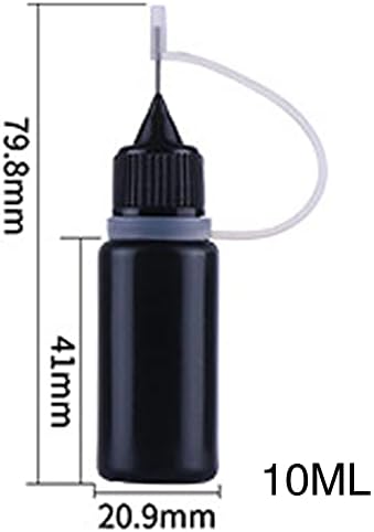 ננושיין 12 יחידות 10 מיליליטר שחור מחט טיפ דבק בקבוק לסחוט בקבוק עם 2 יחידות משפך, אור הוכחה פלסטיק בקבוק
