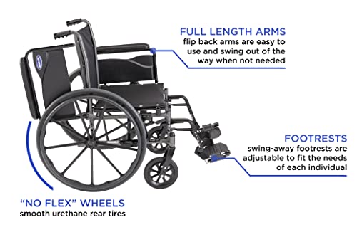 כיסא גלגלים 5 למבוגרים / קיפול יומיומי / מושב 18 אינץ ' / משענות רגליים וזרועות מלאות