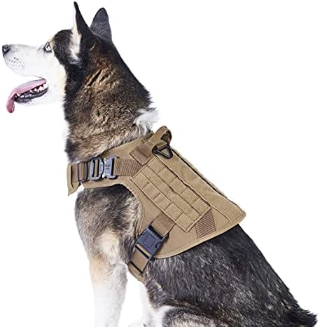 רתמת כלבים טקטית עם אבזמי מתכת, אפוד מול כלבים צבאיים ושירותים מתכווננים עם ידית וקליפ רצועה קדמי ללא פול