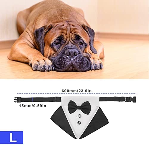 כלב טוקסידו רשמי בנדנה צווארון כלבים עם עניבת פרפר ועניבת צוואר D טבעת טבעת מתכווננת עניבה מתכווננת נוצרת נוצץ לכלבים גדולים