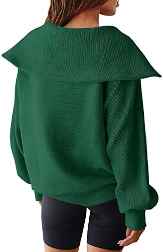 Anrabess Womens 2023 סתיו אופנה גדולה ברבע רוכסן סוודר סווטשירטים קפוצ'ון לבנות נוער טרנדיות Y2K בגדים